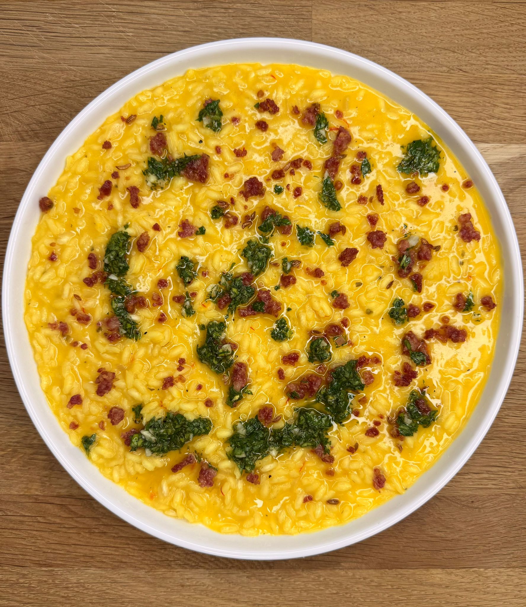 Rissotto alla Milanese with Italian Sausage and Gremolata